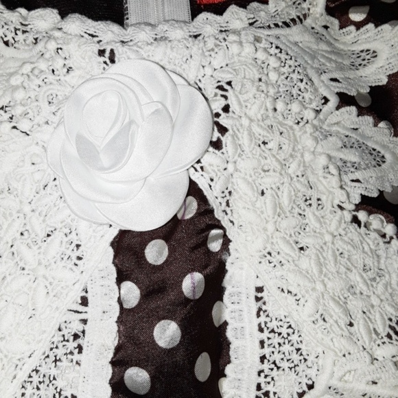 PinUp Satin Brown White Polka Dot Rockabilly Dress - Picture 5 of 8